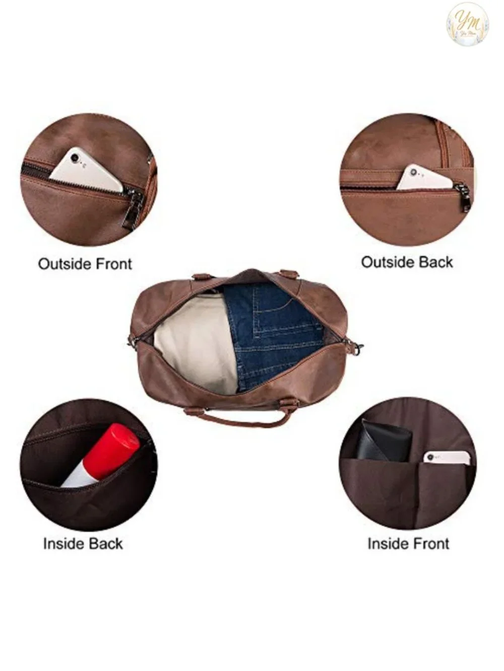 Seyfocnia Weekender Overnight Duffel Bag with Shoe Pouch PU Leather